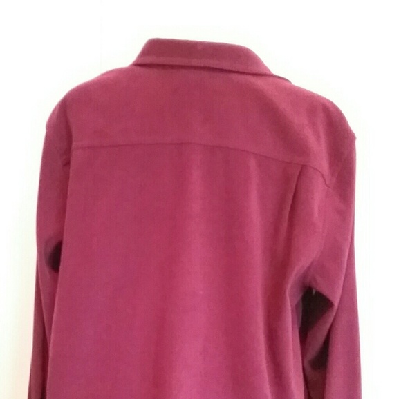 Nice burgundy faux suede button down shirt. - Picture 3 of 4